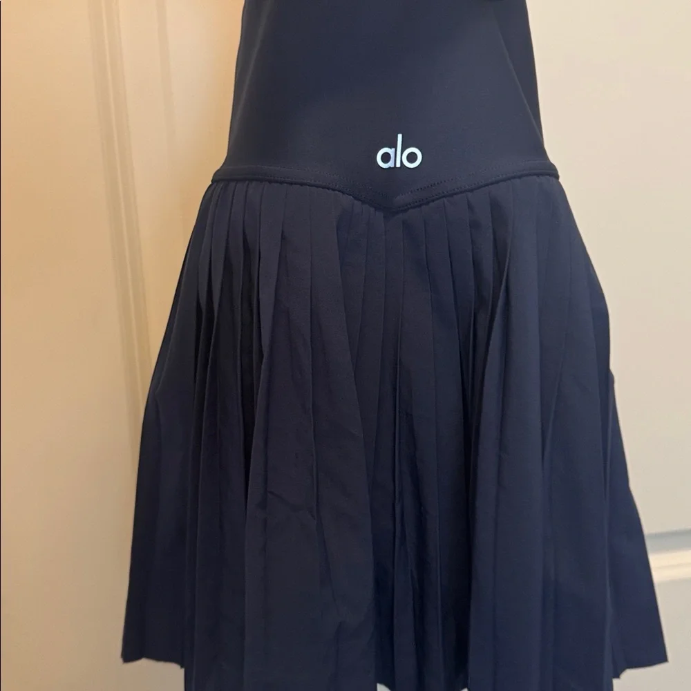 ALO Yoga Navy Pleated Mini Skirt